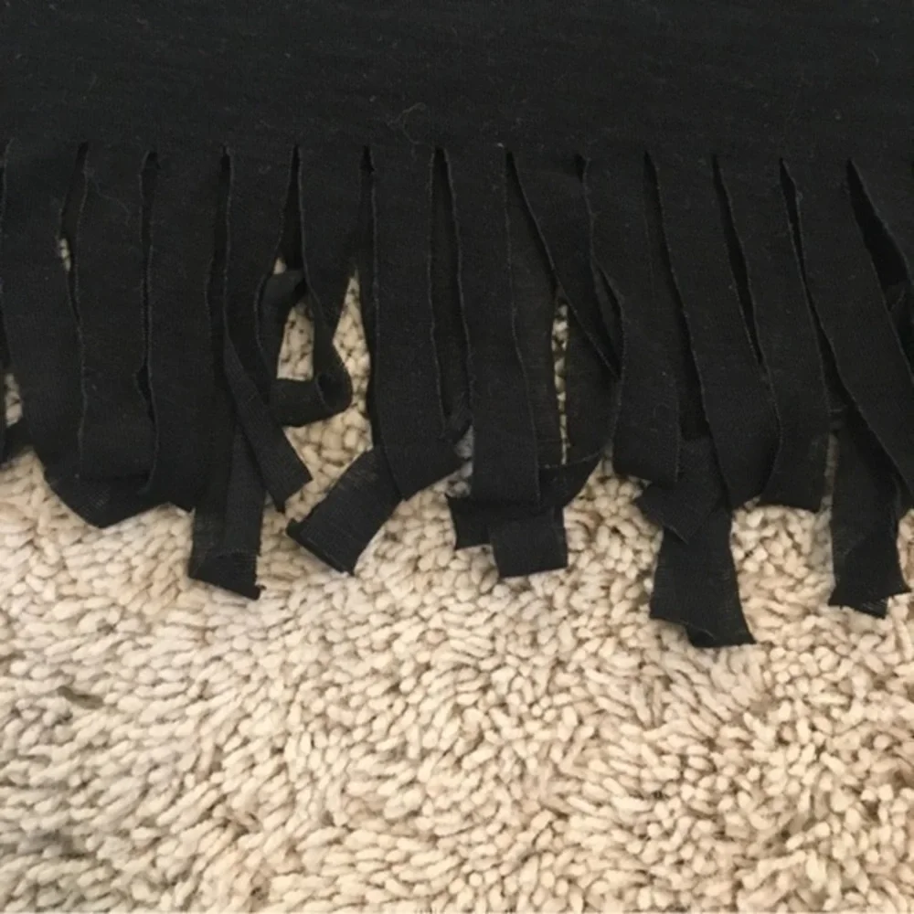 Girls size 10 Justice black fringe wrap around infinity scarf
